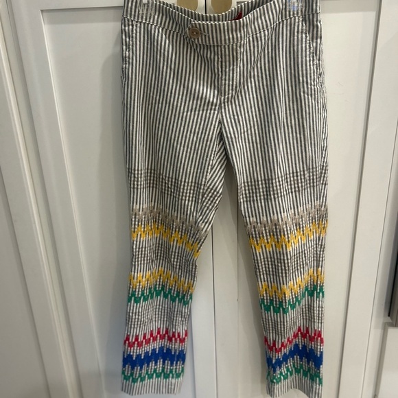 Anthropologie Cartonnier Stitched & Striped Railroad Cropped Pants - Picture 1 of 4